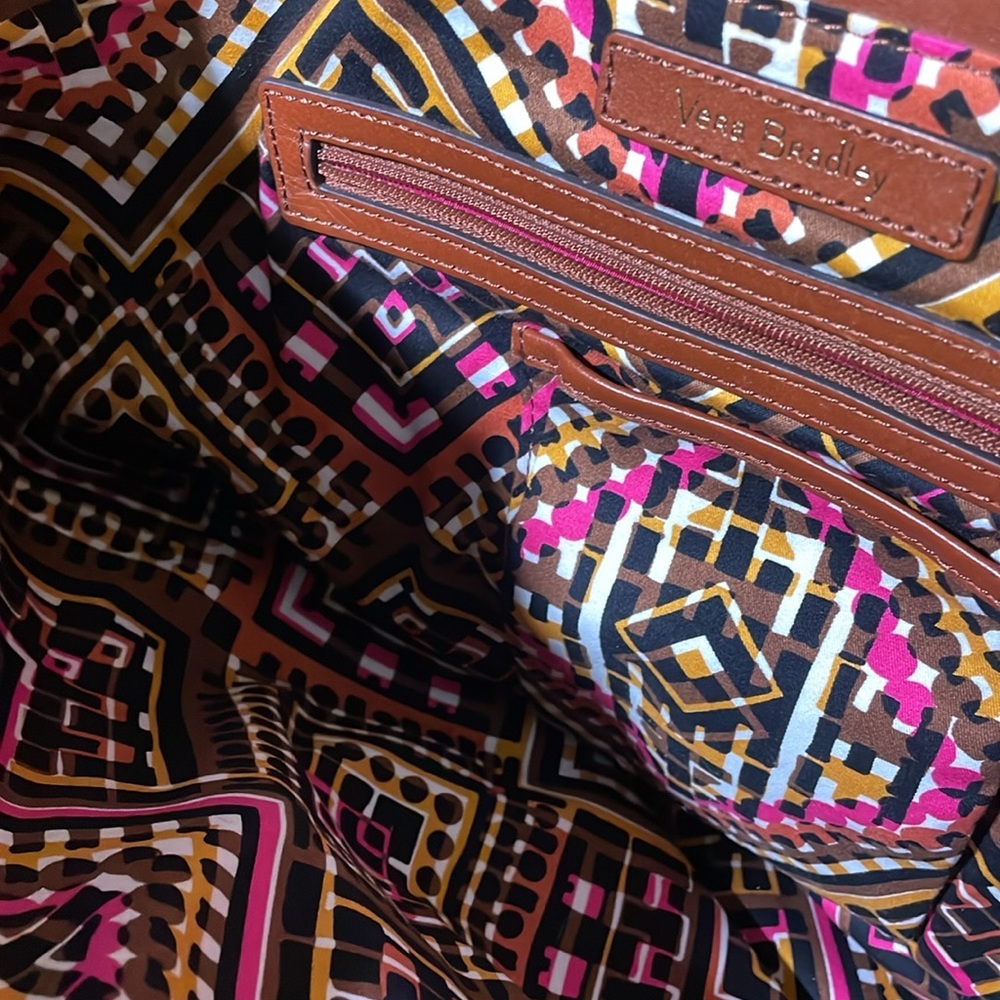 Vera Bradley Brown Leather Backpack - Picture 5 of 7